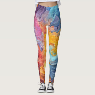 Colourful Abstract Paint Splatter Art (8) Leggings