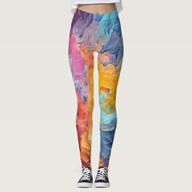 Colourful Abstract Paint Splatter Art (8) Leggings (Front)