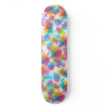 Colourful Abstract Paint Splatter Art Skateboard