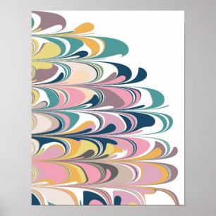 Colourful Abstract Paint Swirls in Cute Colours Poster