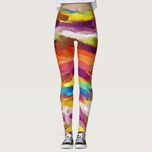 Colourful Abstract Painting #4 Leggings (Front)