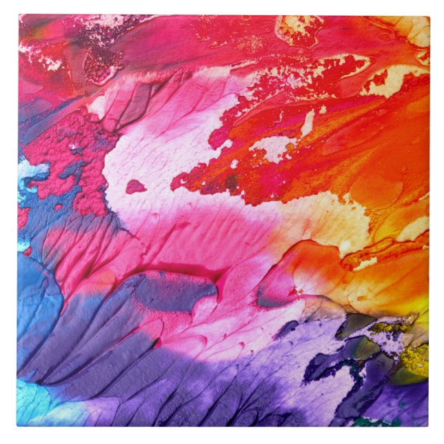 Colourful Abstract Painting Ceramic Tile (Front)