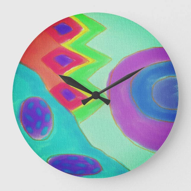 Colourful Abstract Painting Large Clock (Front)
