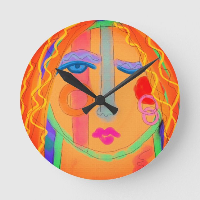 Colourful Abstract Painting Round Clock (Front)