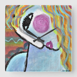 Colourful Abstract Painting Round Clock