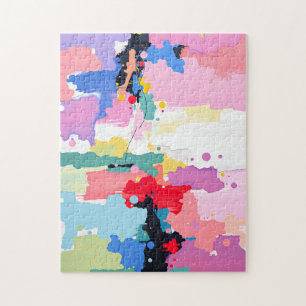Colourful Abstract Painting with Spatters and Drip Jigsaw Puzzle