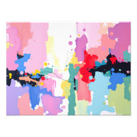 Colourful Abstract Painting with Spatters and Drip