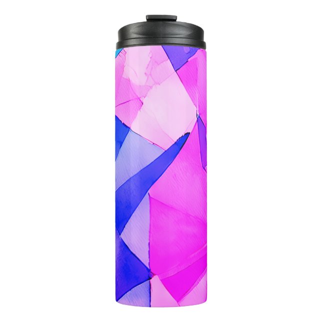 Colourful abstract painting with triangles  thermal tumbler (Front)