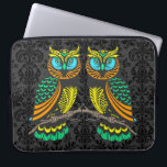 Colourful Abstract Pair Of Owls Laptop Sleeve<br><div class="desc">Cute colourful line-drawing pair of owls.</div>
