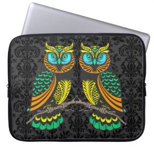 Colourful Abstract Pair Of Owls Laptop Sleeve