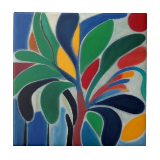 Colourful Abstract Palm Tree Ceramic Tile (Front)