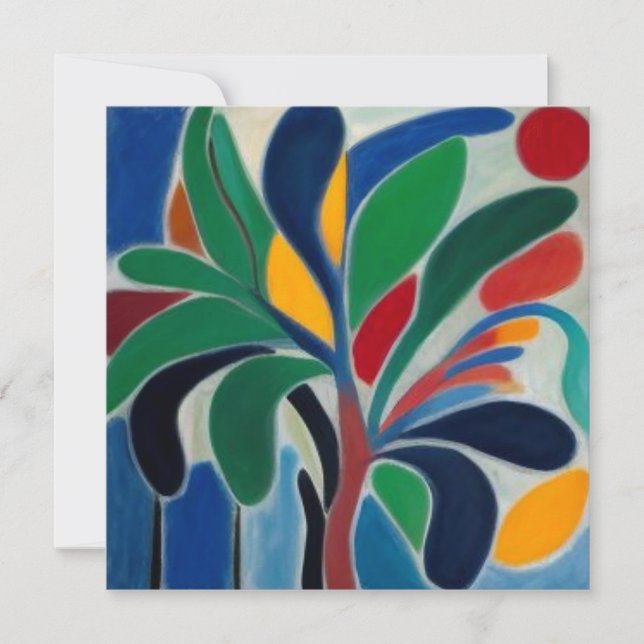 Colourful Abstract Palm Tree Invitation (Front)