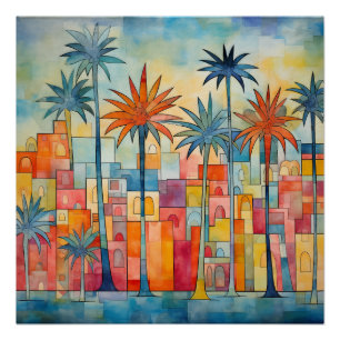 Colourful Abstract Palm Tree Poster