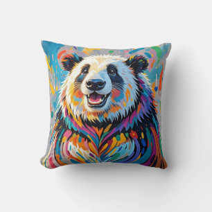 Colourful abstract panda animal art design cushion