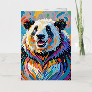 Colourful abstract panda animal art design foil greeting card