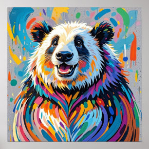 Colourful abstract panda animal art design poster