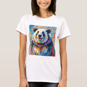 Colourful abstract panda animal art design T-Shirt