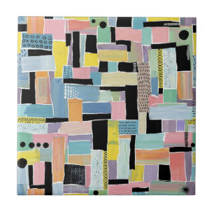 Colourful Abstract Patchwork Pattern (2) Ceramic Tile