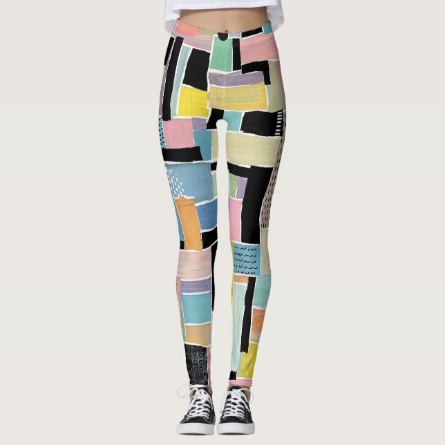 Colourful Abstract Patchwork Pattern (2) Leggings (Front)