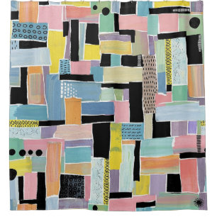 Colourful Abstract Patchwork Pattern (2) Shower Curtain