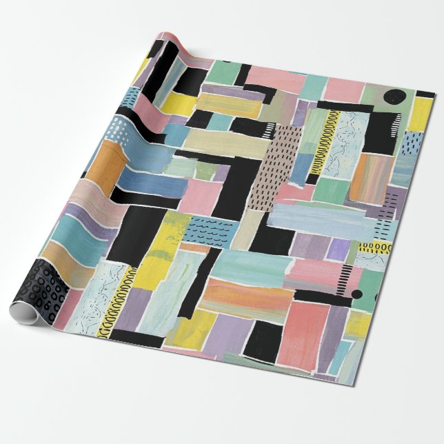 Colourful Abstract Patchwork Pattern (2) Wrapping Paper (Unrolled)
