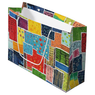 Colourful Abstract Patchwork Pattern Large Gift Bag