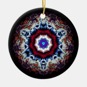 Colourful abstract pattern (alien eye 2) ceramic ornament
