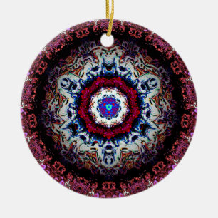 Colourful abstract pattern (alien eye) ceramic ornament