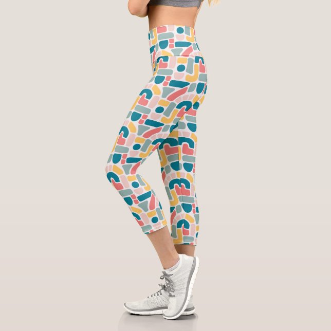 Colourful Abstract Pattern Capri Leggings (Left)