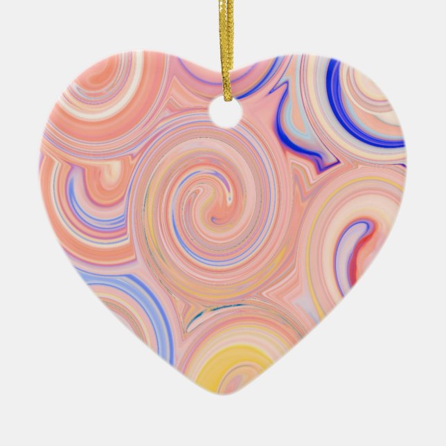 Colourful abstract pattern ceramic ornament (Front)