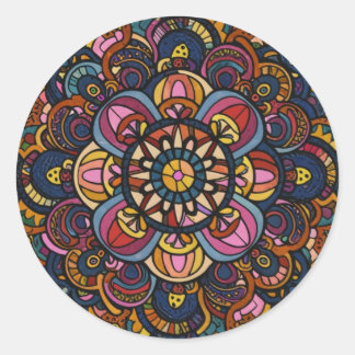 Colourful Abstract Pattern Classic Round Sticker