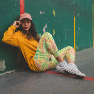 Colourful abstract pattern leggings