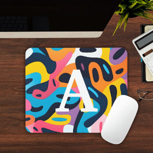 Colourful Abstract Pattern Monogrammed Mousepad