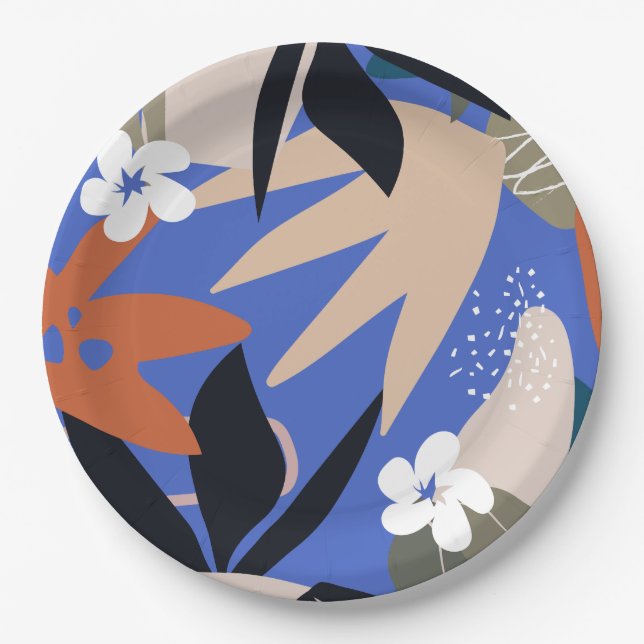 Colourful abstract pattern paper plate (Front)