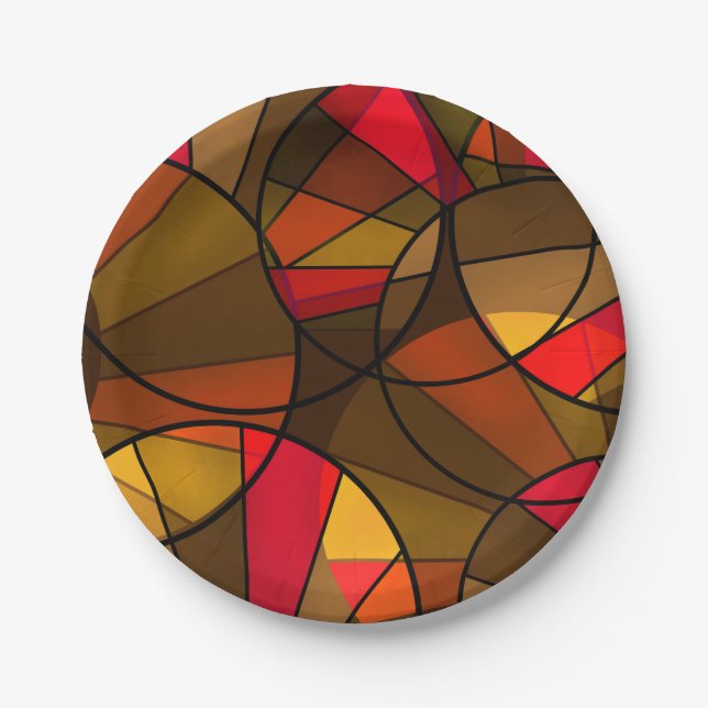 Colourful abstract pattern paper plate (Front)