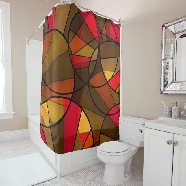 Colourful abstract pattern shower curtain (In Situ)