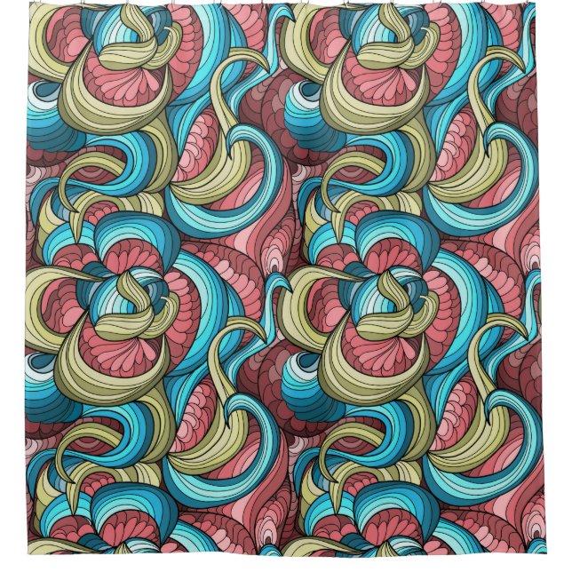 Colourful Abstract Pattern Shower Curtain (Front)