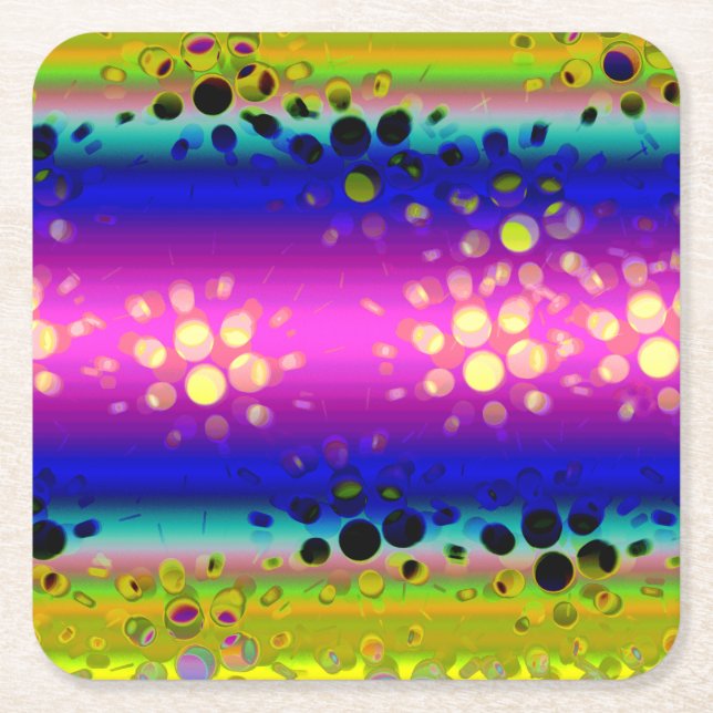 Colourful Abstract Pattern Square Paper Coaster (Front)