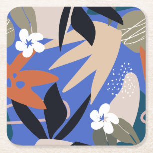 Colourful abstract pattern square paper coaster