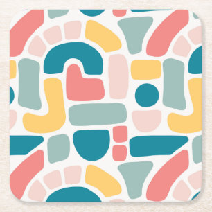 Colourful Abstract Pattern Square Paper Coaster