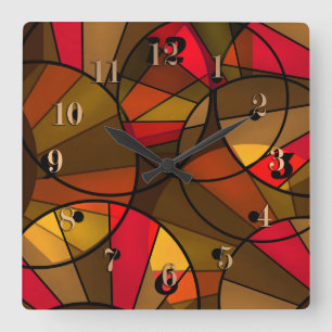 Colourful abstract pattern square wall clock