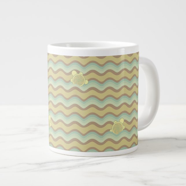 colourful abstract pattern, waves large coffee mug (Front Right)