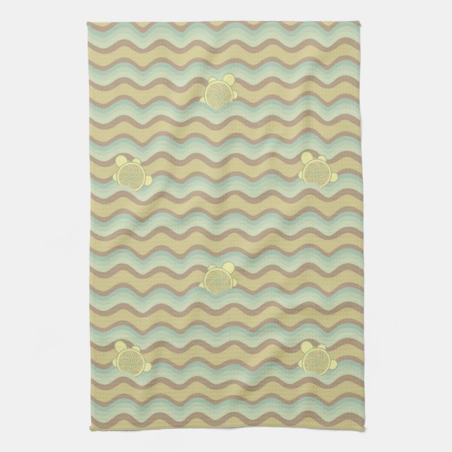 colourful abstract pattern, waves tea towel (Vertical)