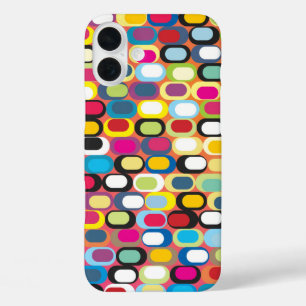 Colourful abstract pattern with rounded rectangles iPhone 16 plus case