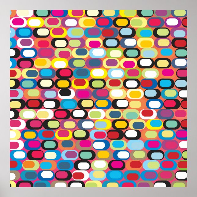 Colourful abstract pattern with rounded rectangles poster (Front)
