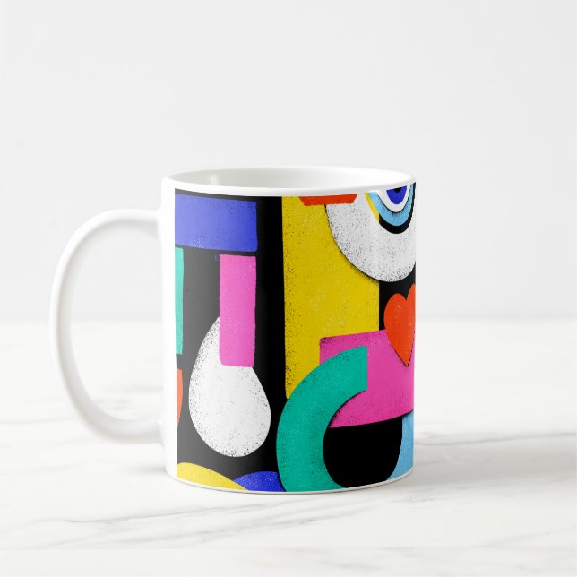Colourful abstract pattern with word love inside,e coffee mug (Left)