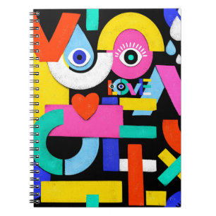 Colourful abstract pattern with word love inside,e notebook