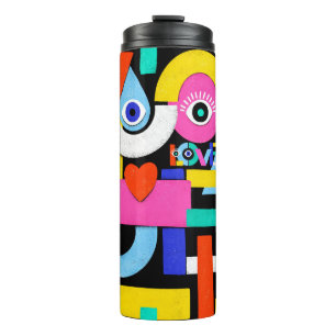 Colourful abstract pattern with word love inside,e thermal tumbler