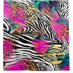 Colourful abstract pattern with zebra textureabstr shower curtain
