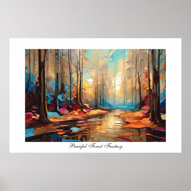 Colourful Abstract Peacefull Forest Creek Fantasy Poster (Front)